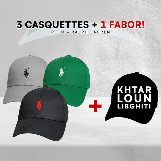 Pack 3 Casquettes Polo + 1 Fabor!
