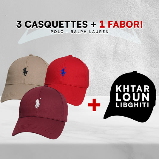 Pack 3 Casquettes Polo + 1 Fabor!