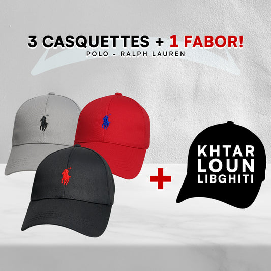 Pack 3 Casquettes Polo + 1 Fabor!