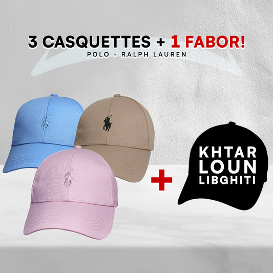 Pack 3 Casquettes Polo + 1 Fabor!