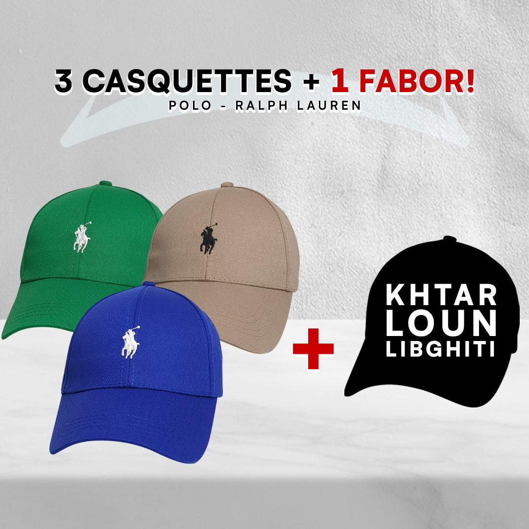 Pack 3 Casquettes Polo + 1 Fabor!