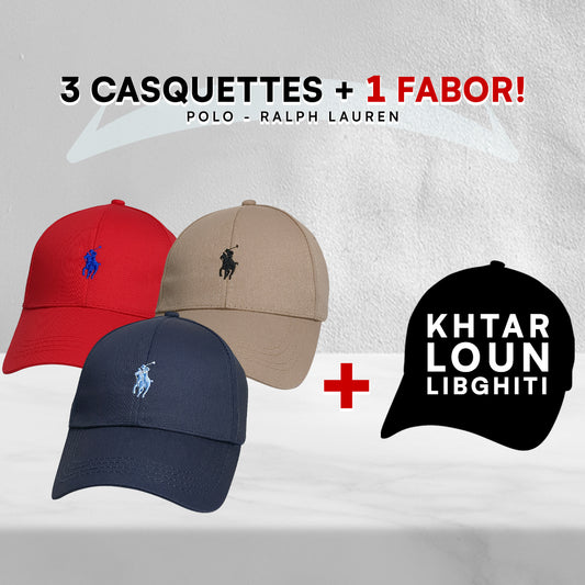 Pack 3 Casquettes Polo + 1 Fabor!
