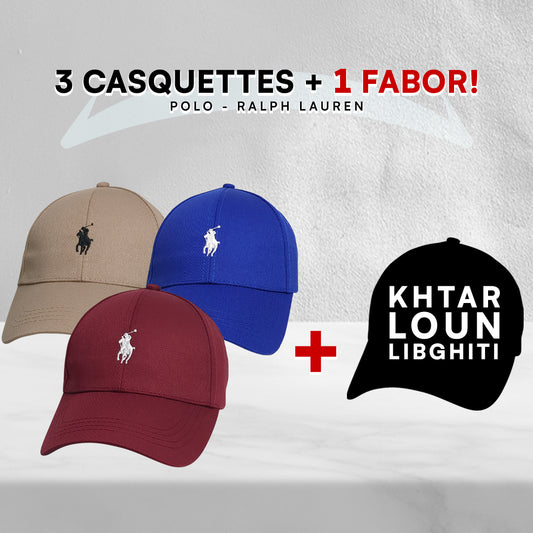 Pack 3 Casquettes Polo + 1 Fabor!