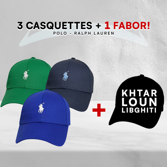 Pack 3 Casquettes Polo + 1 Fabor !