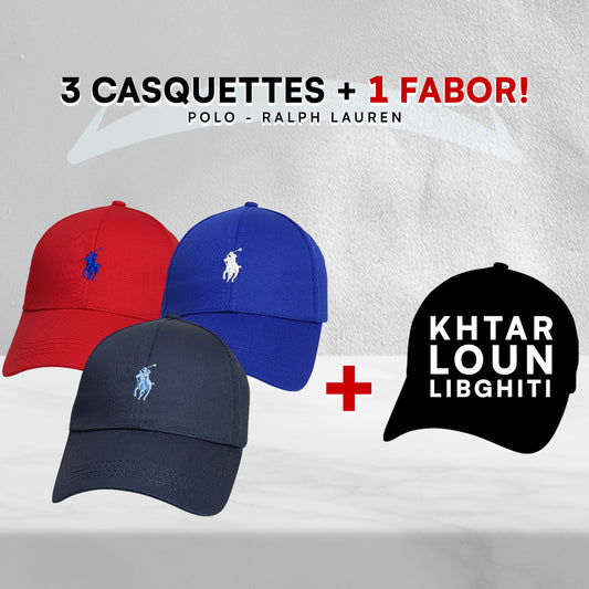 Pack 3 Casquettes Polo + 1 Fabor!