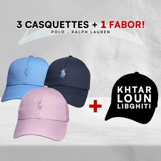 Pack 3 Casquettes Polo + 1 Fabor !