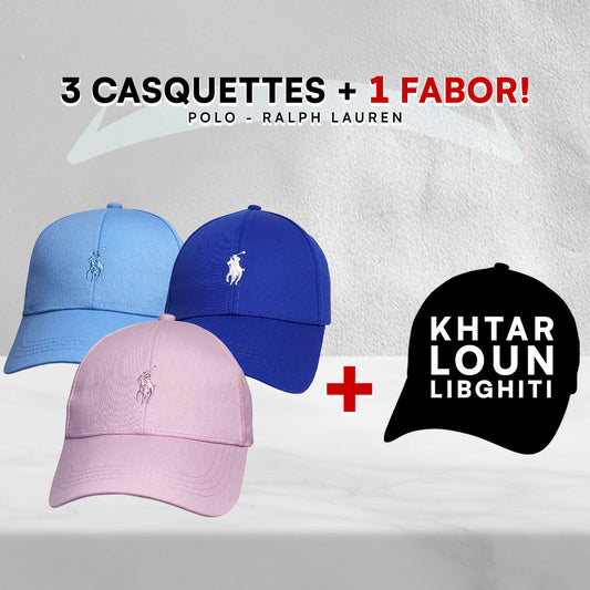 Pack 3 Casquettes Polo + 1 Fabor!