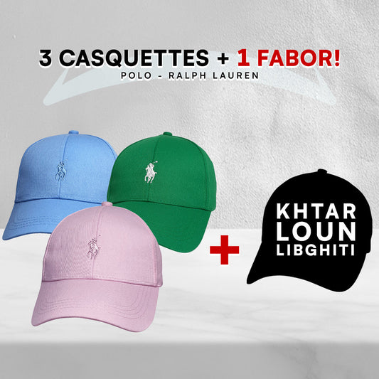 Pack 3 Casquettes Polo + 1 Fabor!