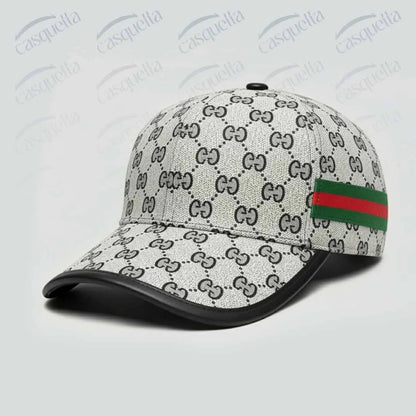 GG Monogram Cap - Gris/Noir avec bande tricolore