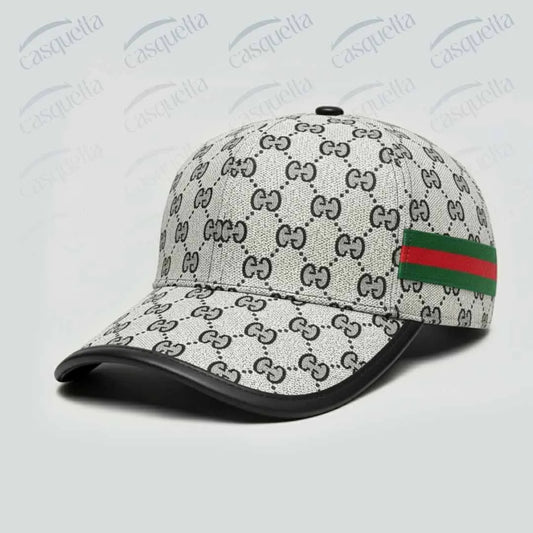 GG Monogram Cap - Gris/Noir avec bande tricolore