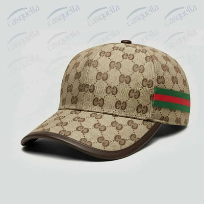 GG Monogram Cap - Beige/Marron avec bande tricolore