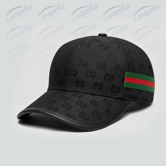 GG Monogram Cap - Noir avec bande tricolore