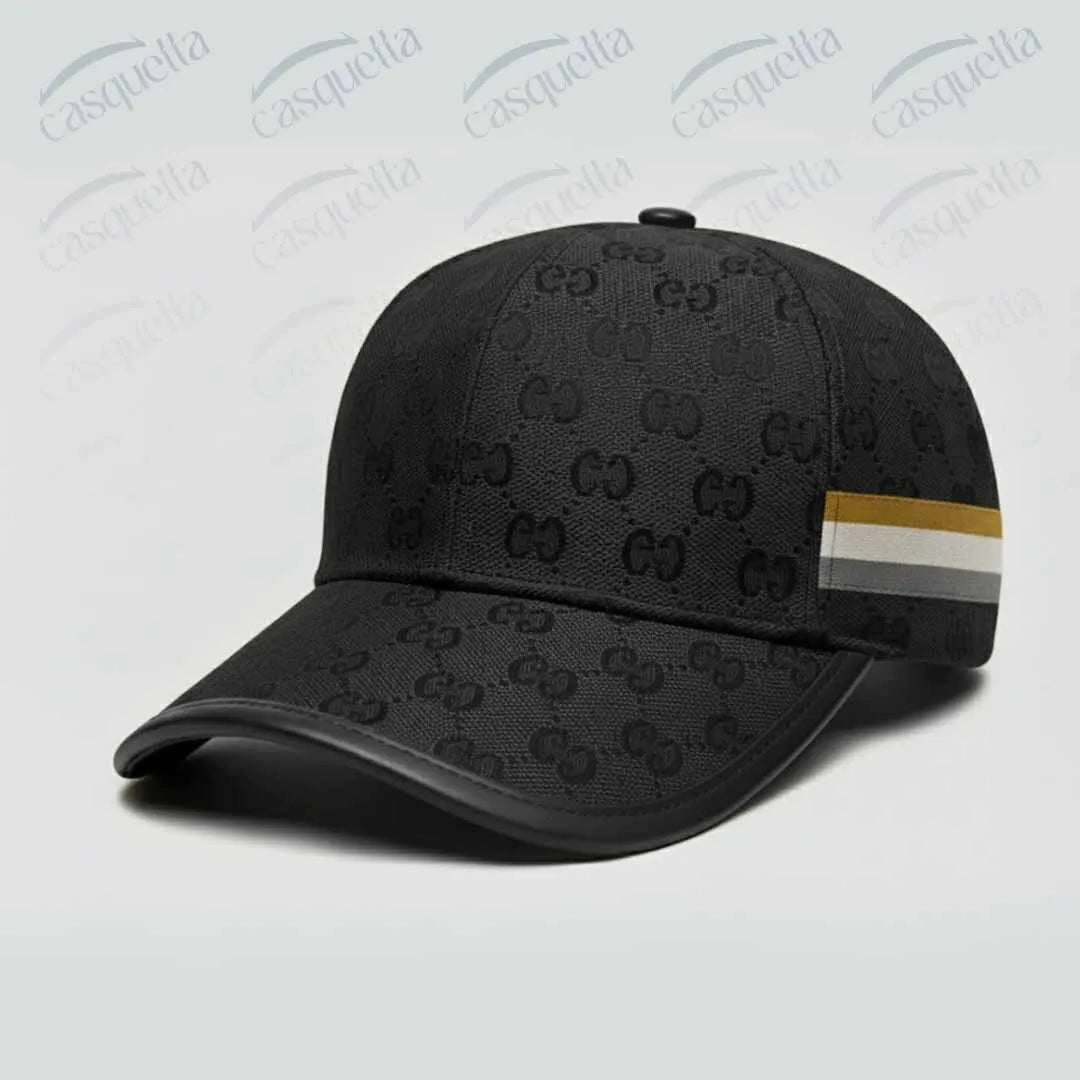 GG Monogram Cap - Noir avec bande tricolore