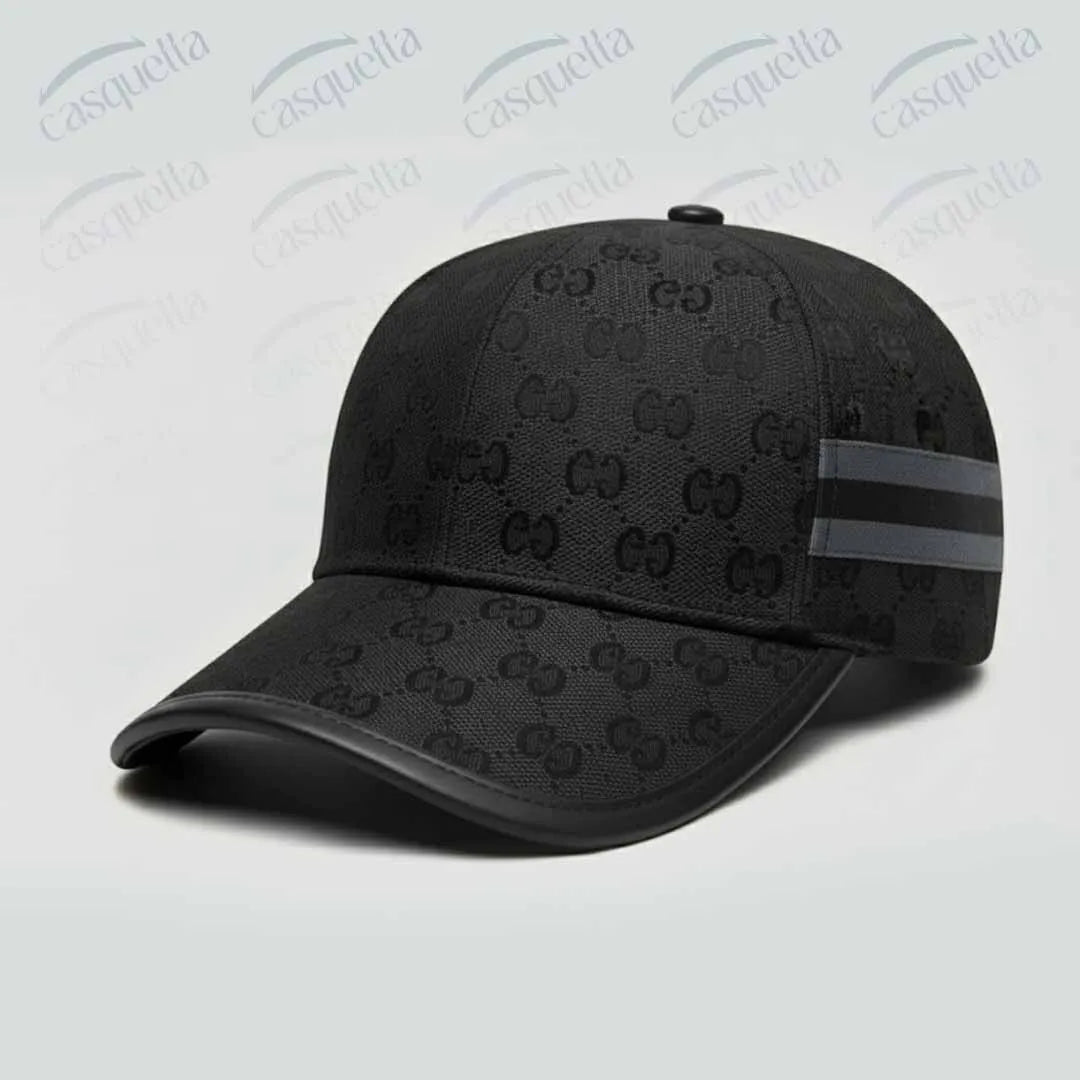 GG Monogram Cap - Noir avec bande tricolore