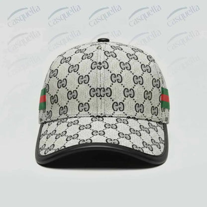 GG Monogram Cap - Gris/Noir avec bande tricolore