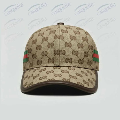 GG Monogram Cap - Beige/Marron avec bande tricolore