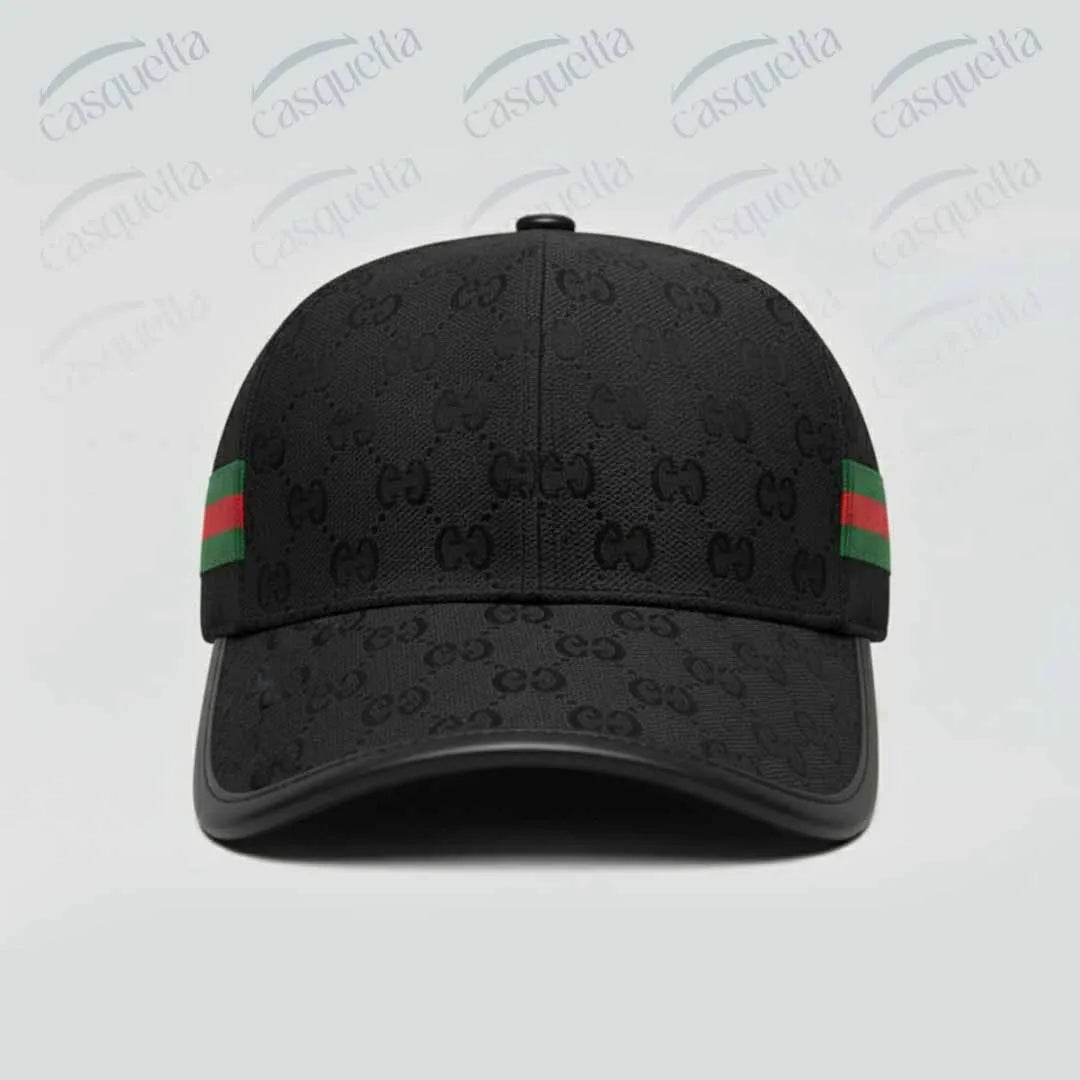 GG Monogram Cap - Noir avec bande tricolore