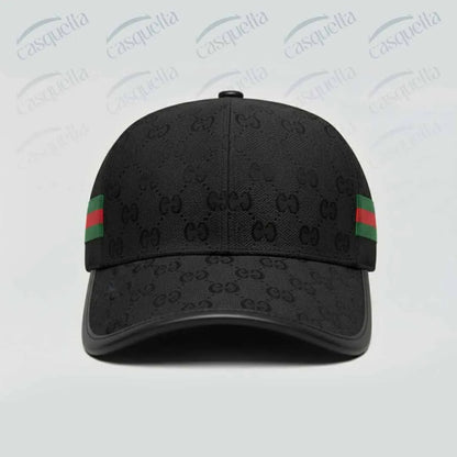 GG Monogram Cap - Noir avec bande tricolore
