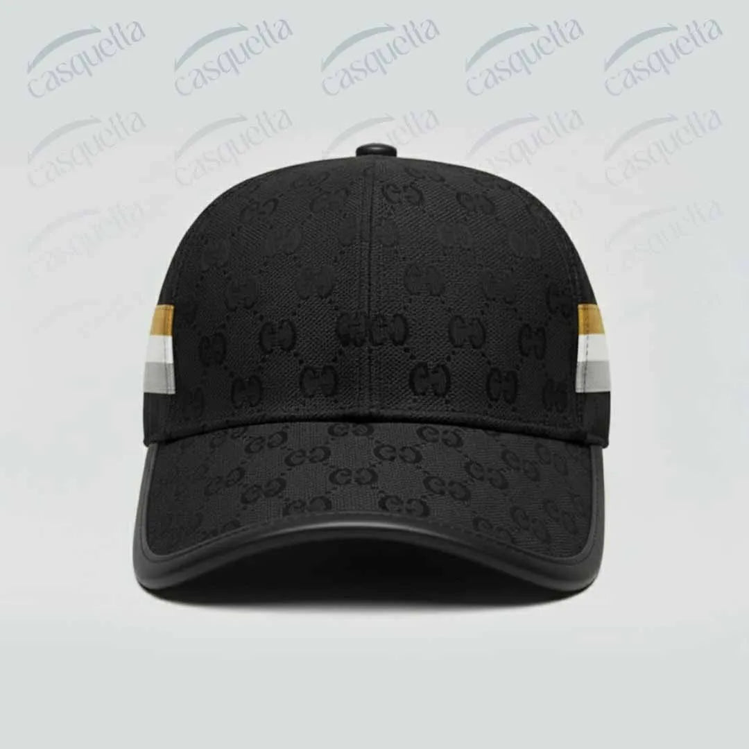 GG Monogram Cap - Noir avec bande tricolore