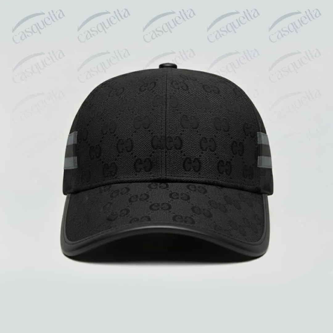 GG Monogram Cap - Noir avec bande tricolore